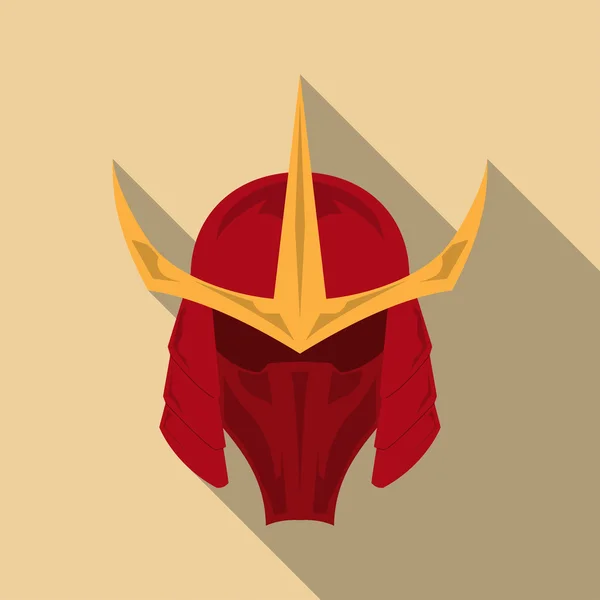 Casco de armadura Samurai con sombra larga en un diseño plano. Ilustración vectorial eps10 — Vector de stock