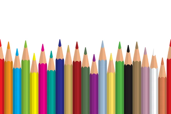 Lápices de colores sin costura fila con ola en el lado inferior. Diseño plano. Ilustración vectorial eps10 — Vector de stock