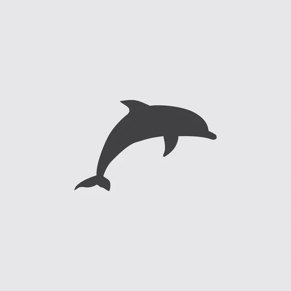 Dolphin ikona v rovném provedení v černé barvě. Vektorové ilustrace eps10 — Stockový vektor