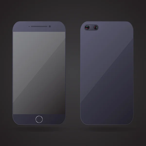 Smartphone realistiska fram och bak på en svart bakgrund. Vektorillustration Eps10 — Stock vektor