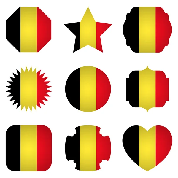 Belgische Flagge mit verschiedenen Formen auf weißem Hintergrund — Stockvektor