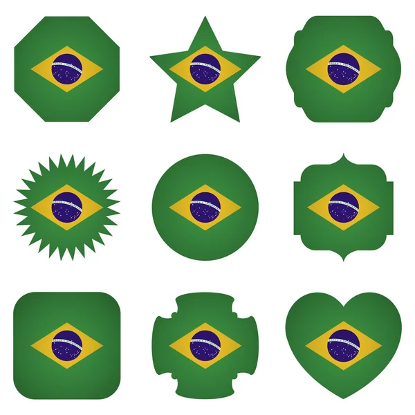 Brasilianische Flagge mit verschiedenen Formen auf weißem Hintergrund — Stockvektor