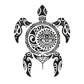 Teknős tetoválás Maori stílusban. Vektoros illusztráció Eps10