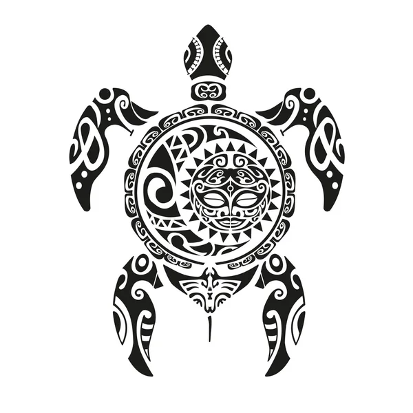 Schildpad tattoo in Maori stijl. Vectorillustratie Eps10 — Stockvector