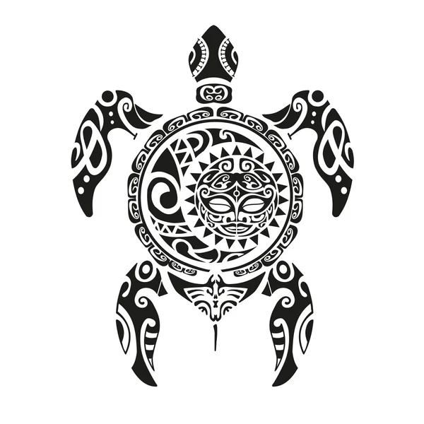 Tatouage de tortue dans le style maori. Illustration vectorielle EPS10 — Image vectorielle