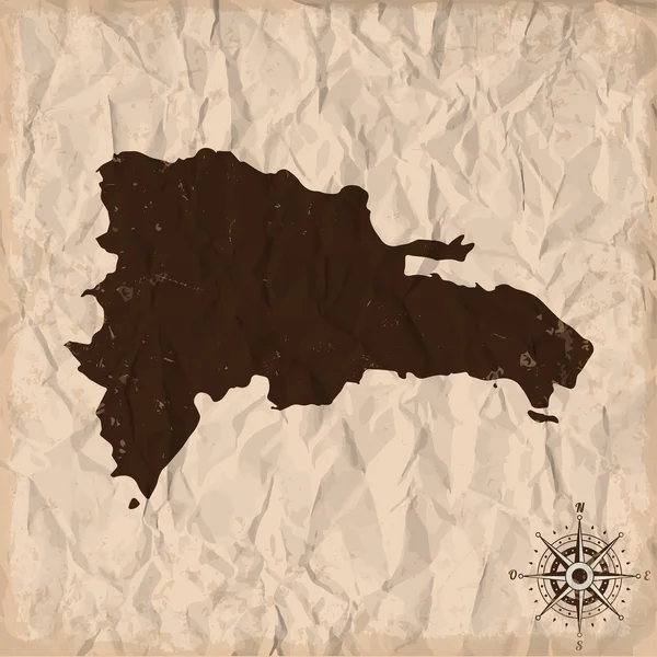 República Dominicana mapa antigo com grunge e papel amassado. Ilustração vetorial — Vetor de Stock