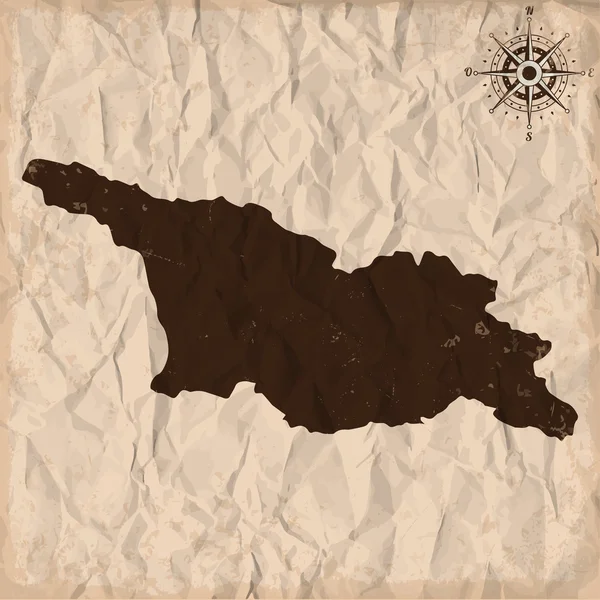 Georgia mapa antigo com grunge e papel amassado. Ilustração vetorial — Vetor de Stock