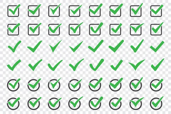 Conjunto Icono Marca Verificación Fondo Transparente — Archivo Imágenes Vectoriales