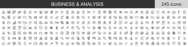 Большой Набор 245 Значков Бизнеса Анализа Коллекция Тонких Линий Иконок — стоковый вектор