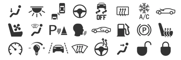 Кнопки Інтер Єру Автомобіля Встановлюють Піктограми Простому Дизайні Векторні Ілюстрації — стоковий вектор