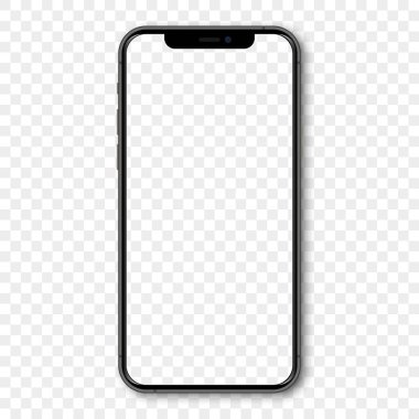 Boş ekranı ve gölgesi olan siyah İphone modeli