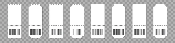 透明背景下带有条形码的票模板集 — 图库矢量图片