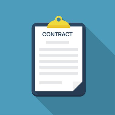 Uzun gölgeli düz bir dizayn ile sözleşme belgesi olan pano