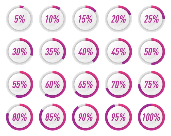 インフォグラフィックのための紫色の円のパーセント図のコレクション — ストック写真