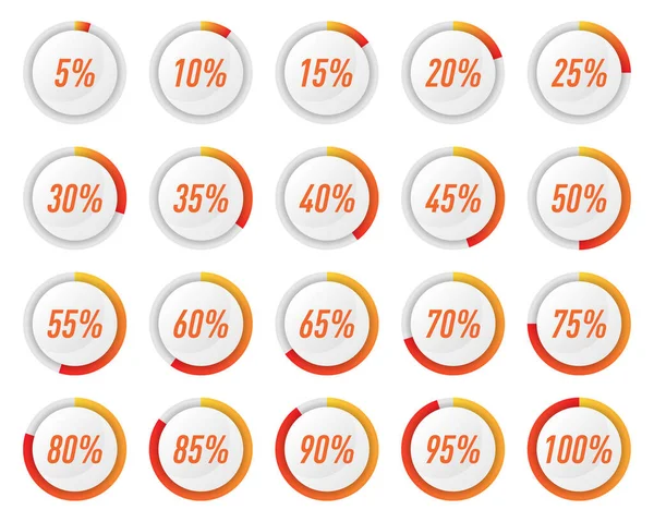 Збірка Діаграм Відсотків Помаранчевого Кола Інфографіки — стокове фото