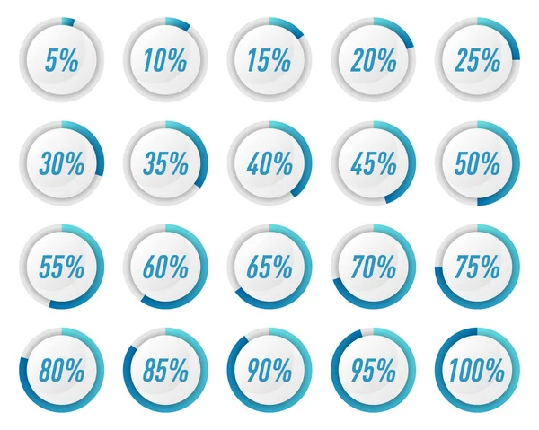 Kék Kör Százalékos Diagramok Gyűjtése Infografikához — Stock Fotó