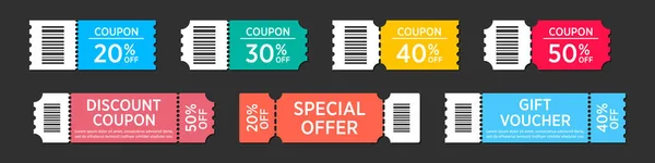 Set Sale Coupons Flat Design Discount Labels Collection — Stock Photo, Image