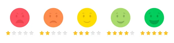 Conjunto Emoticons Estrelas Avaliação Feedback Design Plano — Fotografia de Stock