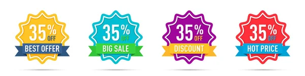 Set Van Verschillende Percentage Promotie Badges — Stockfoto