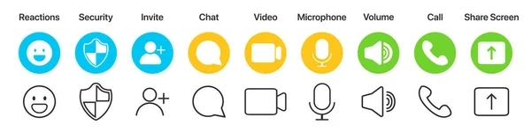 Иконки Интерфейса Приложения Видеовызова Плоском Дизайне — стоковое фото