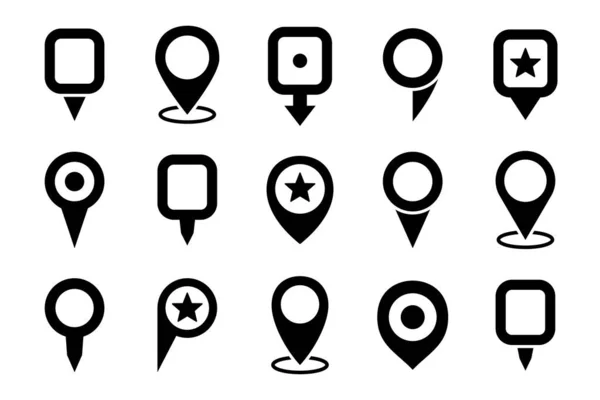 Set Von Location Pin Pointer Symbol Flachem Design — Stockfoto