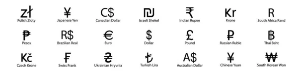 Leggyakrabban Használt Pénznemszimbólumok Ikonja — Stock Fotó