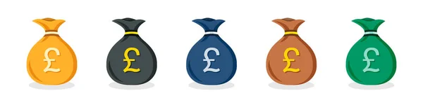 Set Von Britischen Pfund Geldbeutel Symbolen Verschiedenen Farben Flachem Design — Stockfoto