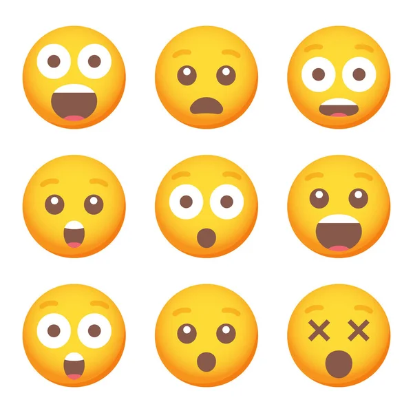 Conjunto Iconos Sonrisa Emoticono Sorpresa Conjunto Emoji Dibujos Animados Conjunto —  Fotos de Stock