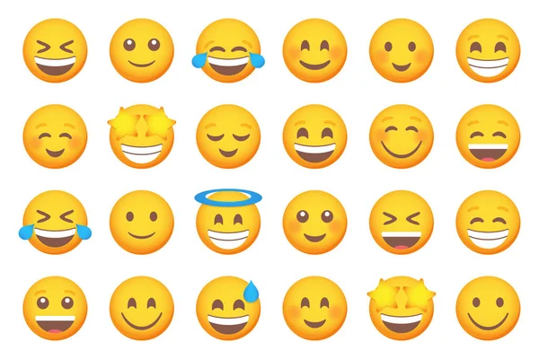 Conjunto Emoticones Sonrientes Iconos Sonrisa Conjunto Emoji Dibujos Animados Conjunto — Foto de Stock