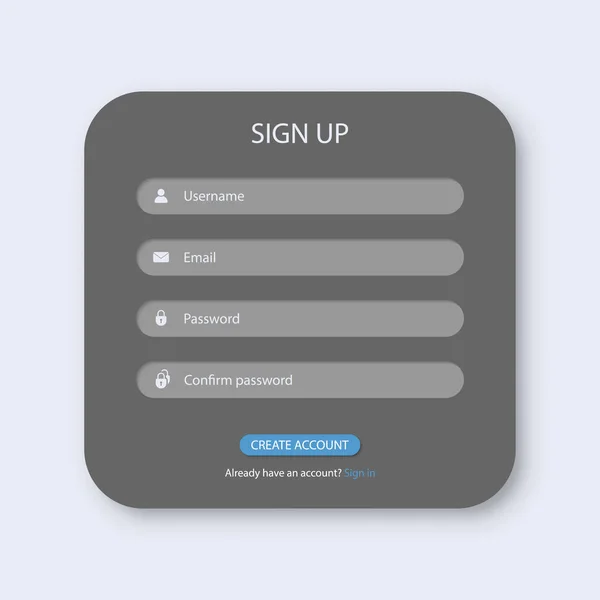Sign up window box interface template. Vector illustration