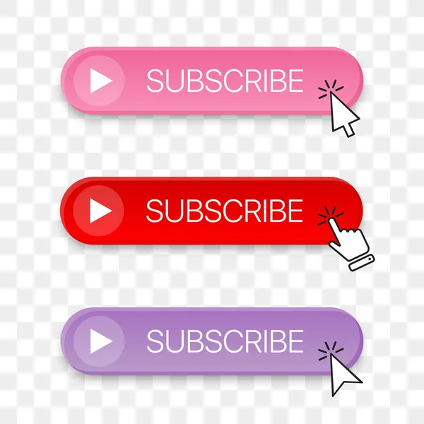 Subscribe button icon collection with different clicking hand cursor
