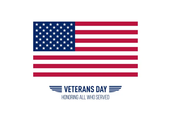 Veterans Day Simple Greeting Card Usa Flag Vector Illustration — Stock Photo, Image