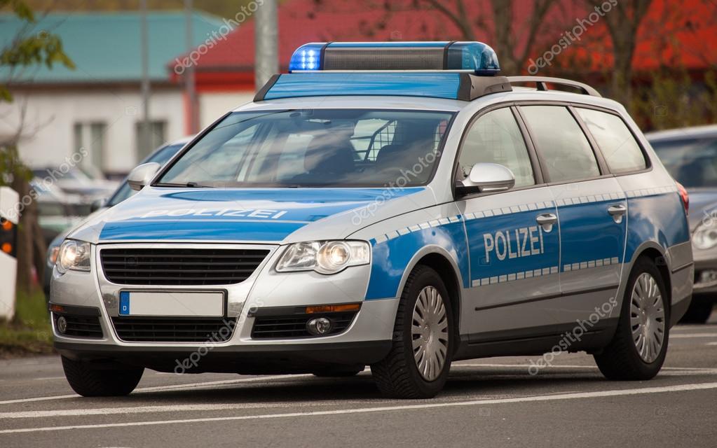 Polizei mit Blaulicht Stock Photo