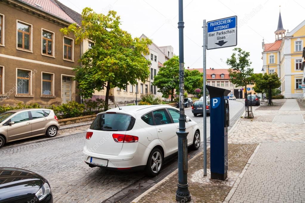 german parking ticket vending machine on a street