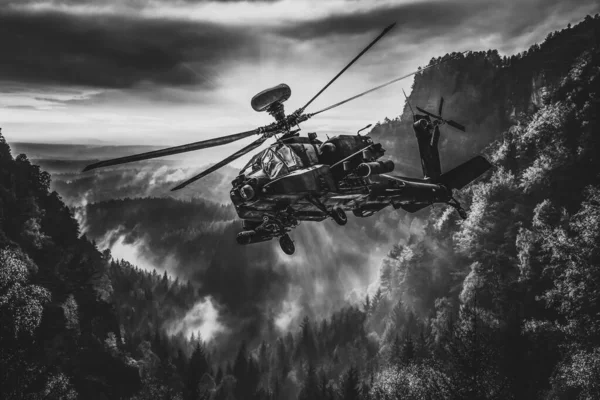 Helicóptero Ataque Americano Blanco Negro — Foto de Stock