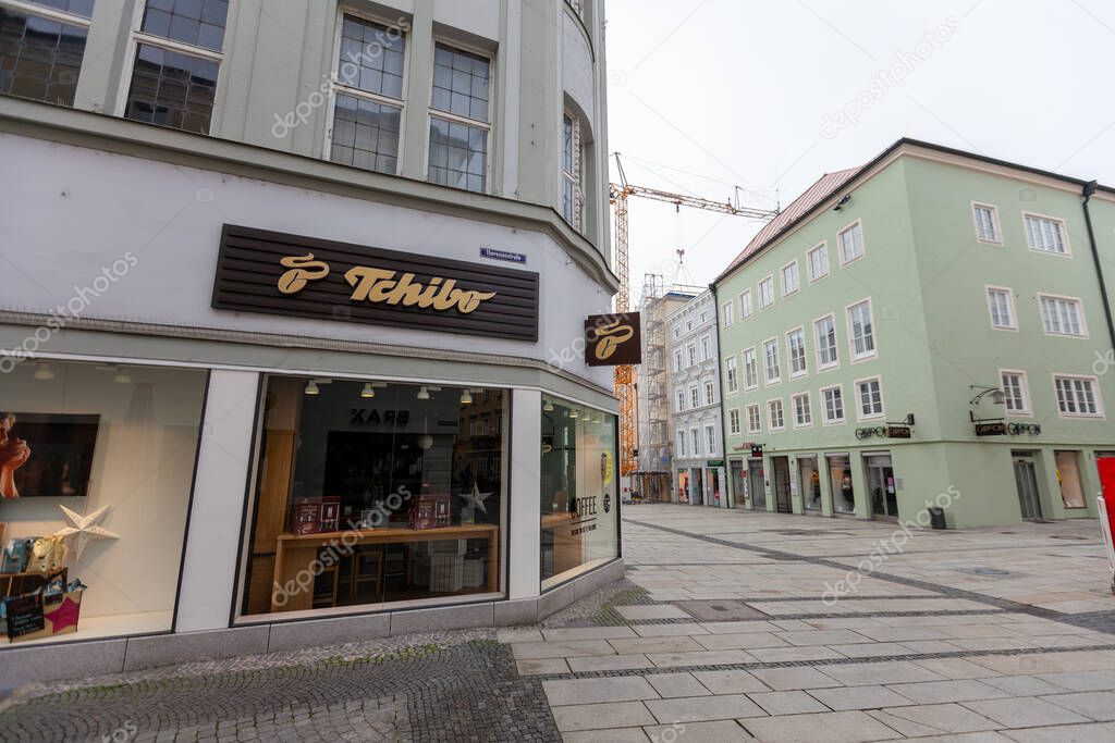 PASSAU / GERMANY - NOVEMBER 8, 2020: Tchibo branch. Tchibo is a German chain of coffee retailers and cafes known for its range of non-coffee products that change weekly.