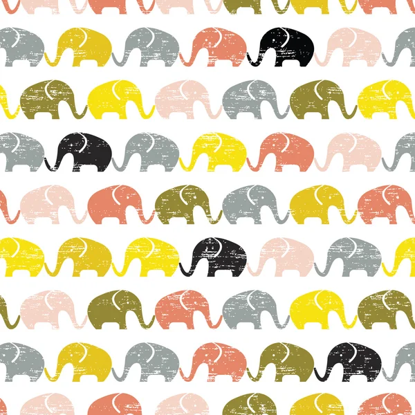 Mignon motif sans couture avec des éléphants dans des couleurs pastel. Enfants illu — Image vectorielle