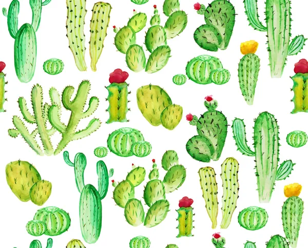 Modèle sans couture de cactus aquarelle — Photo