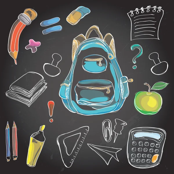Welcome Back to School Classroom Supplies Notebook Doodles — Stock Vector