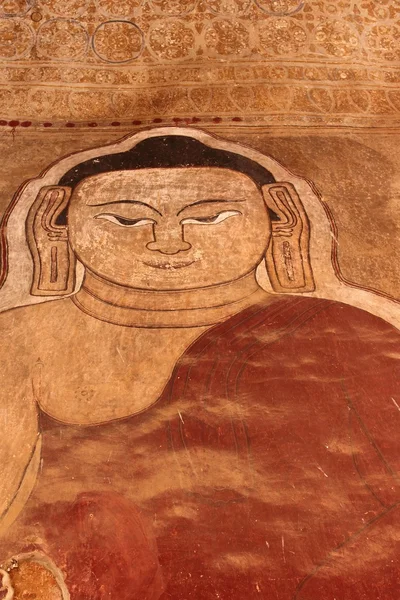 Antiga pintura ao ar livre de Buda, Templo Sulamani, Bagan , — Fotografia de Stock