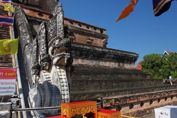 Ancient pagoda at Wat Chedi Luang temple in Chiang Mai, Thailand — Stock Photo, Image