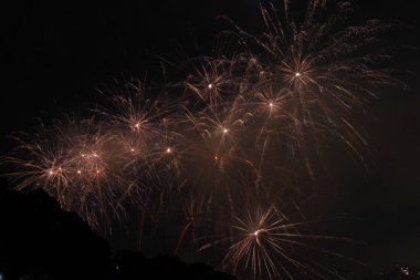 Gece gökyüzünde güzel havai fişek