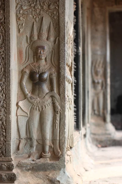 Détail des décorations murales d'Angkor Wat Cambodge — Photo