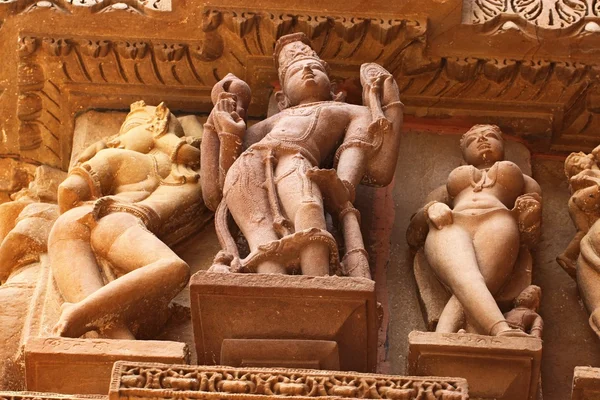 Khajuraho chrámy a jejich erotické sochy, Indie — Stock fotografie