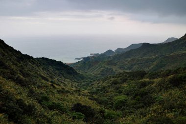 Taipei Tayvan 'ın Jiufen eski caddesi yakınlarındaki Jinguashi Geopark, popüler bir turist ve yerel bir durak.