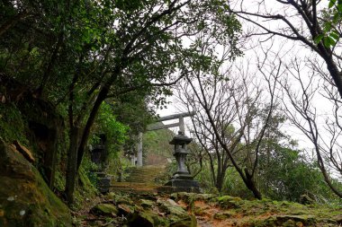 Taipei Tayvan 'ın Jiufen eski sokağı yakınlarındaki Jinguashi Tapınağı, popüler bir turist ve yerel bir durak.
