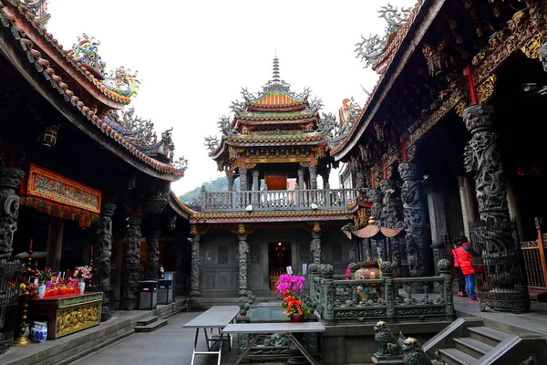 Sanxia Qingshui Świątynia Zushi Wyszukanymi Rzeźbami Rzeźbami Nowym Mieście Tajpej — Zdjęcie stockowe