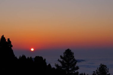 Alishan Ulusal Orman Rekreasyon Bölgesi 'nde günbatımı bulutları, Alishan Kasabası, Chiayi, TAIWAN.
