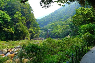 Shakadang Patikası, Taroko Ulusal Parkı 'ndaki mermer bir uçurumun duvarına oyulmuş bir patika, Hualien, Tayvan