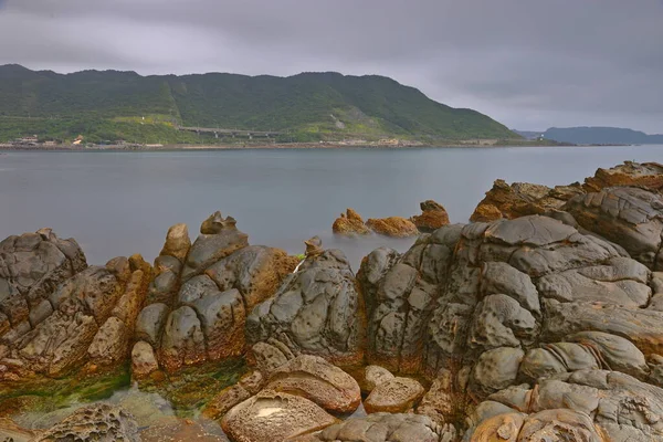 Formación Rocas Naturales Waimushan Una Las Maravillas Más Famosas Keelung — Foto de Stock